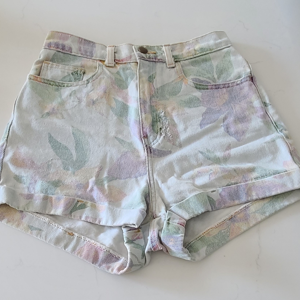 American apparel vintage high rise floral denim shorts